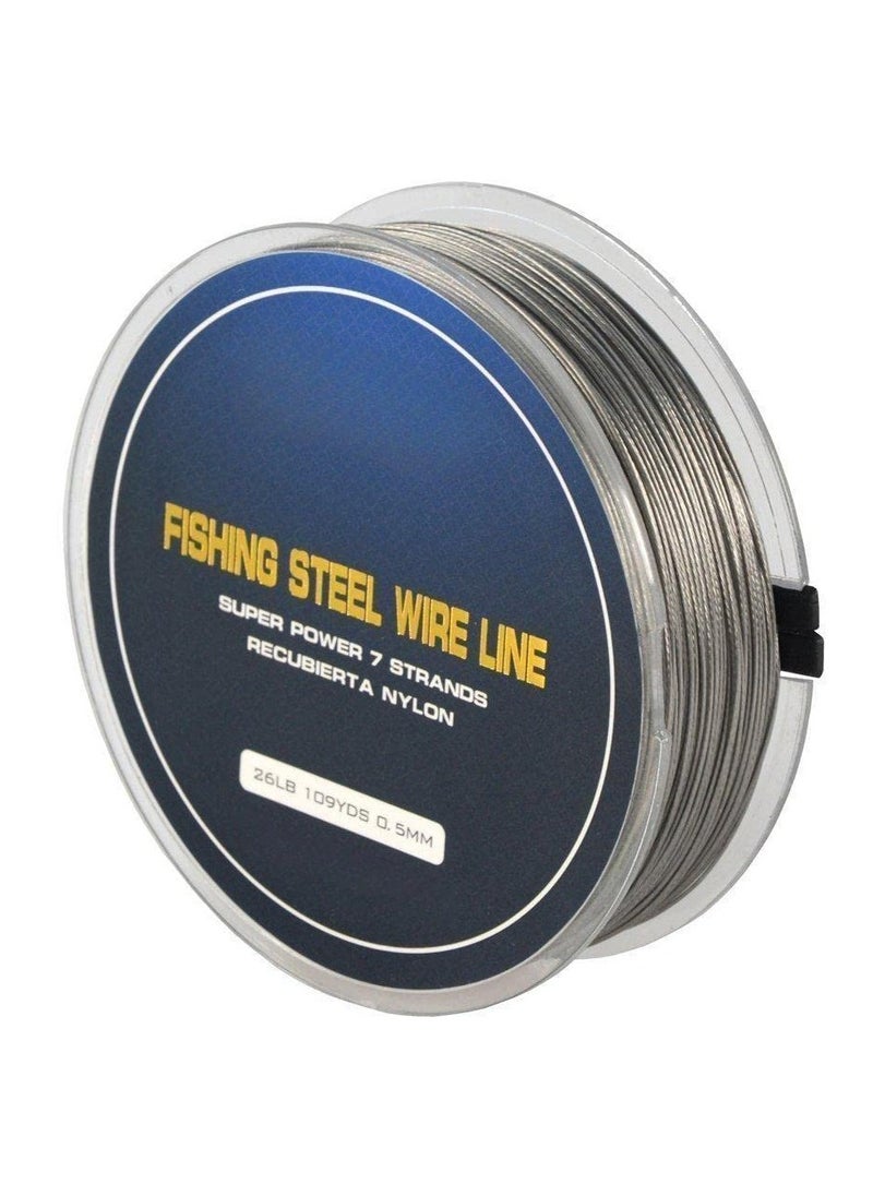 0.5mm 100m 26lb Fishing Steel Wire Fishing Lines max Power 7 Strands Super Soft Wire Lines Cover with Plastic Waterproof Lead line