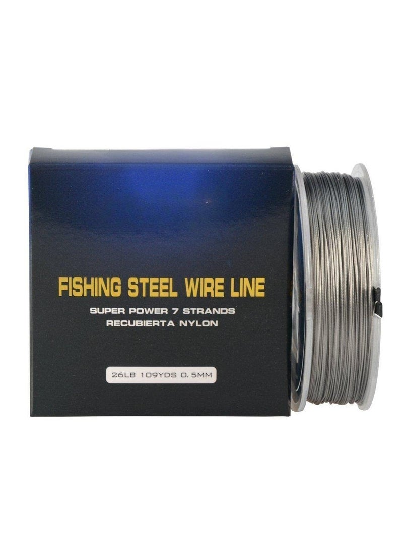 0.5mm 100m 26lb Fishing Steel Wire Fishing Lines max Power 7 Strands Super Soft Wire Lines Cover with Plastic Waterproof Lead line