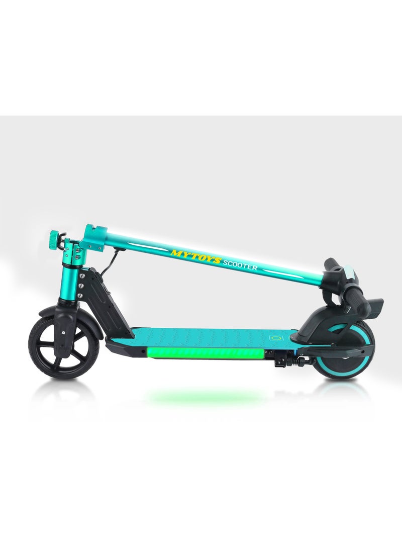 Mytoys 2 Wheels Electric Scooter for Kids, 130W Motor, 21.6V 2.5Ah Lithium Battery, 16KM/H Max Speed, Light-up Non slip Deck, Kids Foldable Scooter With LED Lights and Deck Lights.