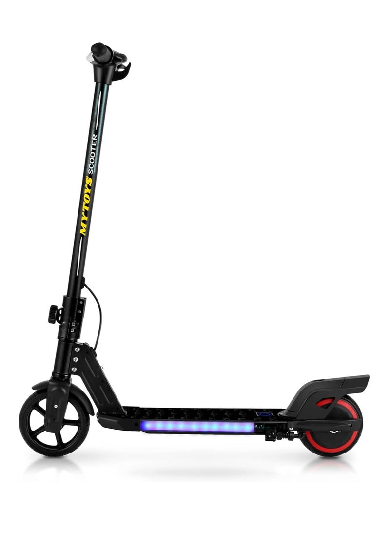 Mytoys 2 Wheels Electric Scooter for Kids, 130W Motor, 21.6V 2.5Ah Lithium Battery, 16KM/H Max Speed, Light-up Non slip Deck, Kids Foldable Scooter With LED Lights and Deck Lights.