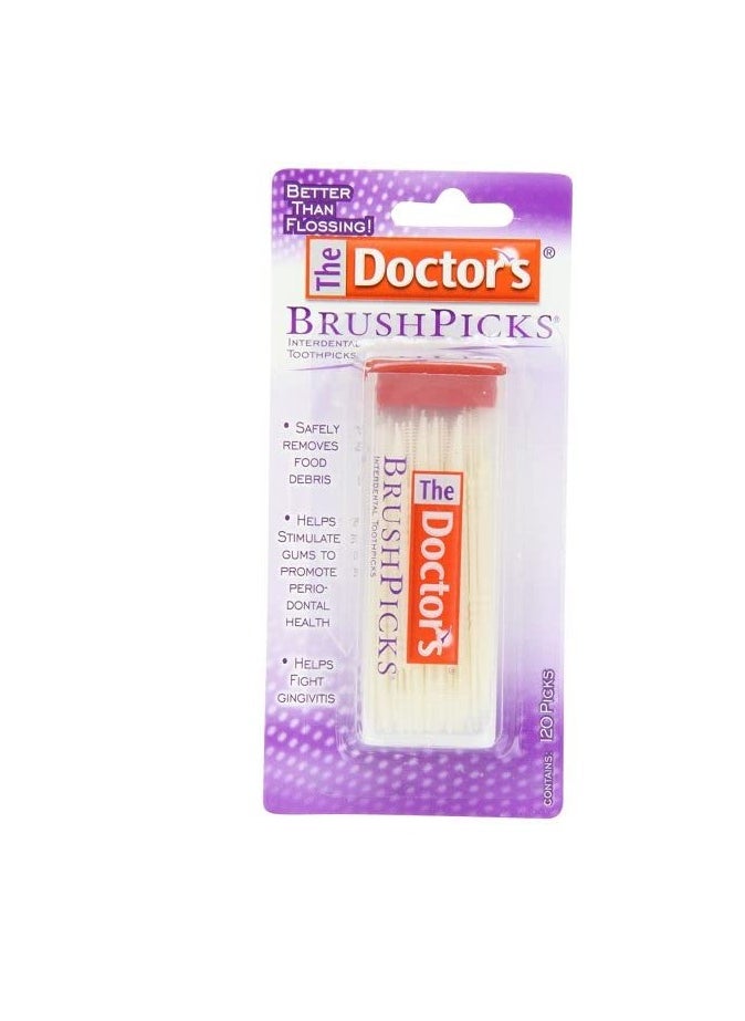 The Doctor's BrushPicks Interdental Toothpicks | 120-Picks per pack | (6-Pack)