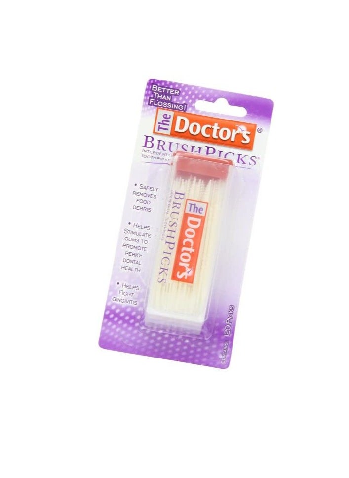 The Doctor's BrushPicks Interdental Toothpicks | 120-Picks per pack | (6-Pack)
