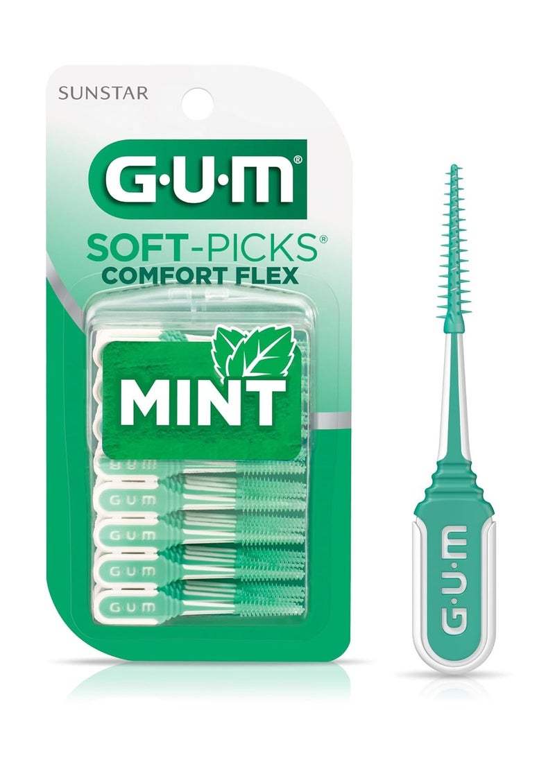 GUM Soft-Picks Comfort Flex, Easy to Use Dental Picks for Teeth Cleaning and Gum Health, Disposable Interdental Brushes with Convenient Carry Case, Dentist Recommended Dental Picks, Mint, 80ct