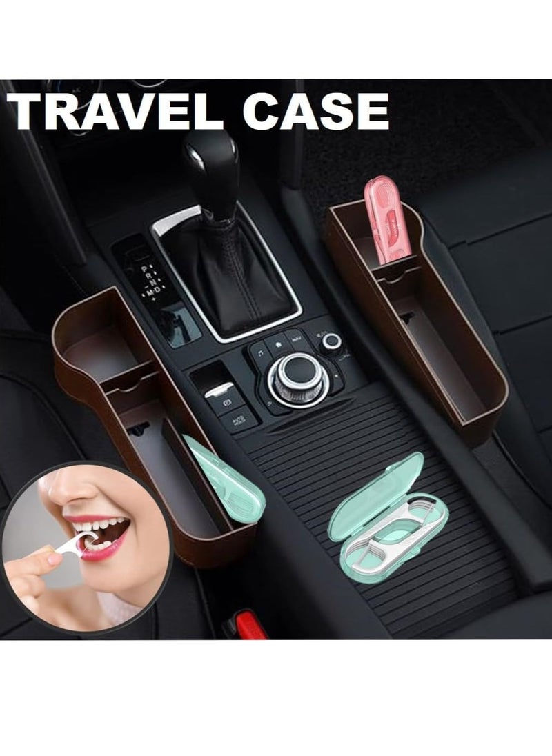 14 Packs Travel Dental Floss Pick Case, Holder, Come with 140pcs Premium QUALIALL Toothpick Flossers for Adults Teeth Cleaning, Sealed Portable Refillable, Green, Pink.