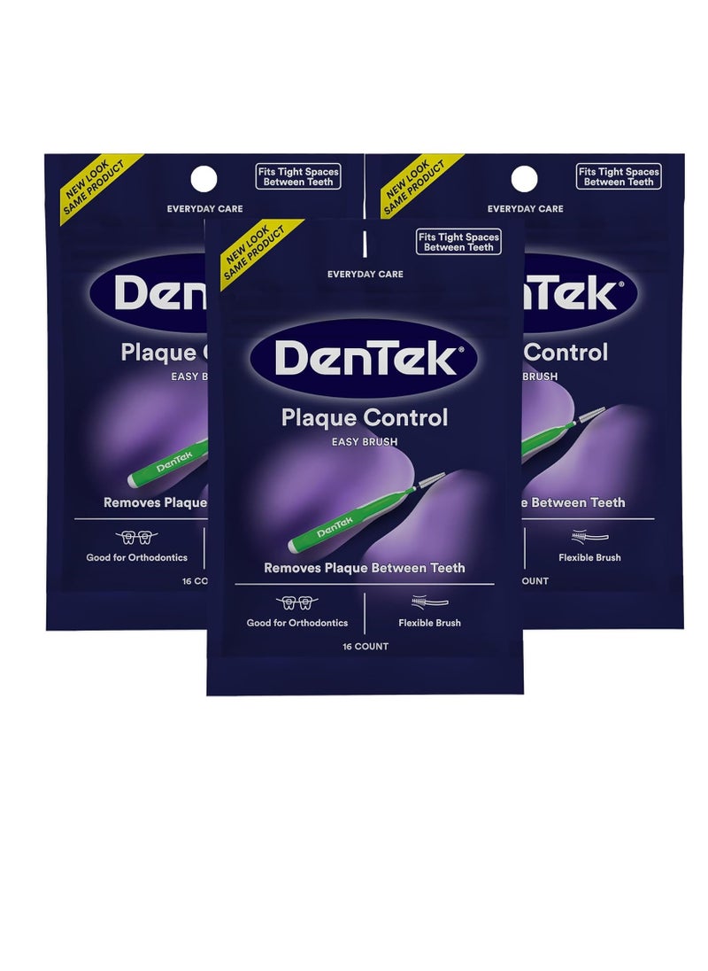 DenTek Easy Brush Plaque Control Interdental Cleaners, Tight, 16 Count, 3 Pack