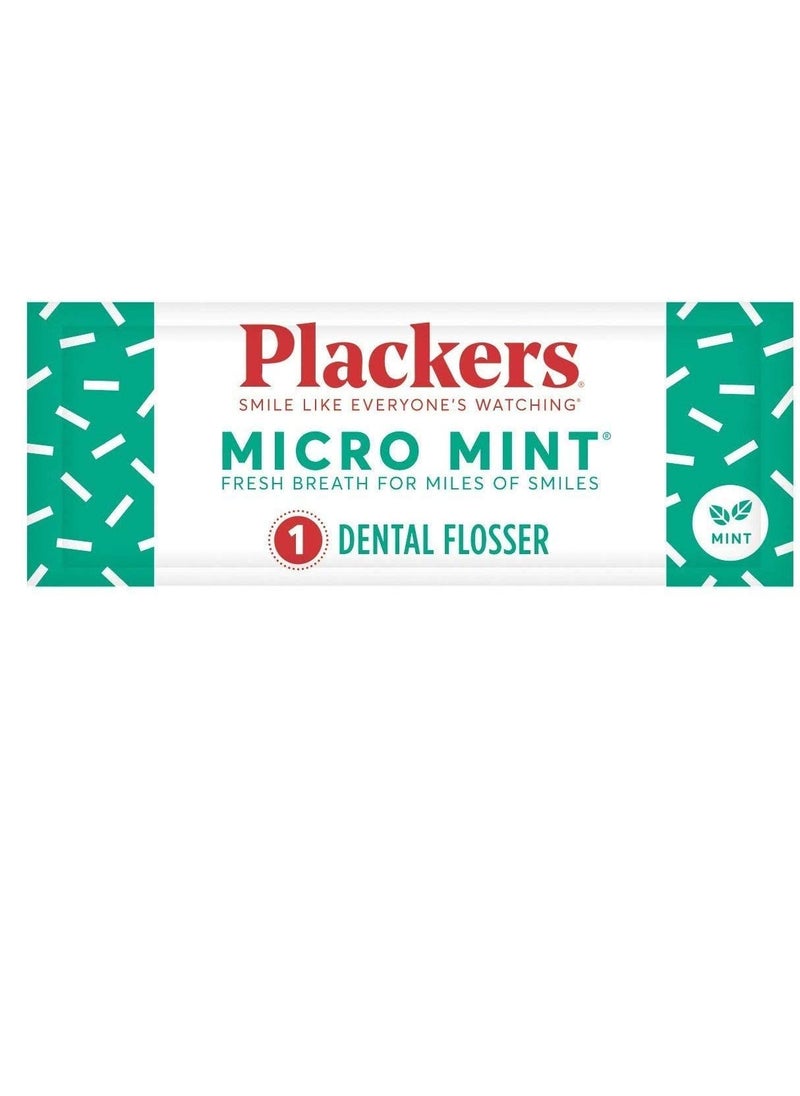 Plackers Micro Mint Dental Floss Picks, Made with Super TufFloss®, Protected Fold Away Pick, Easy to Use, Cool Mint, Green, Individually Wrapped, 500 Count