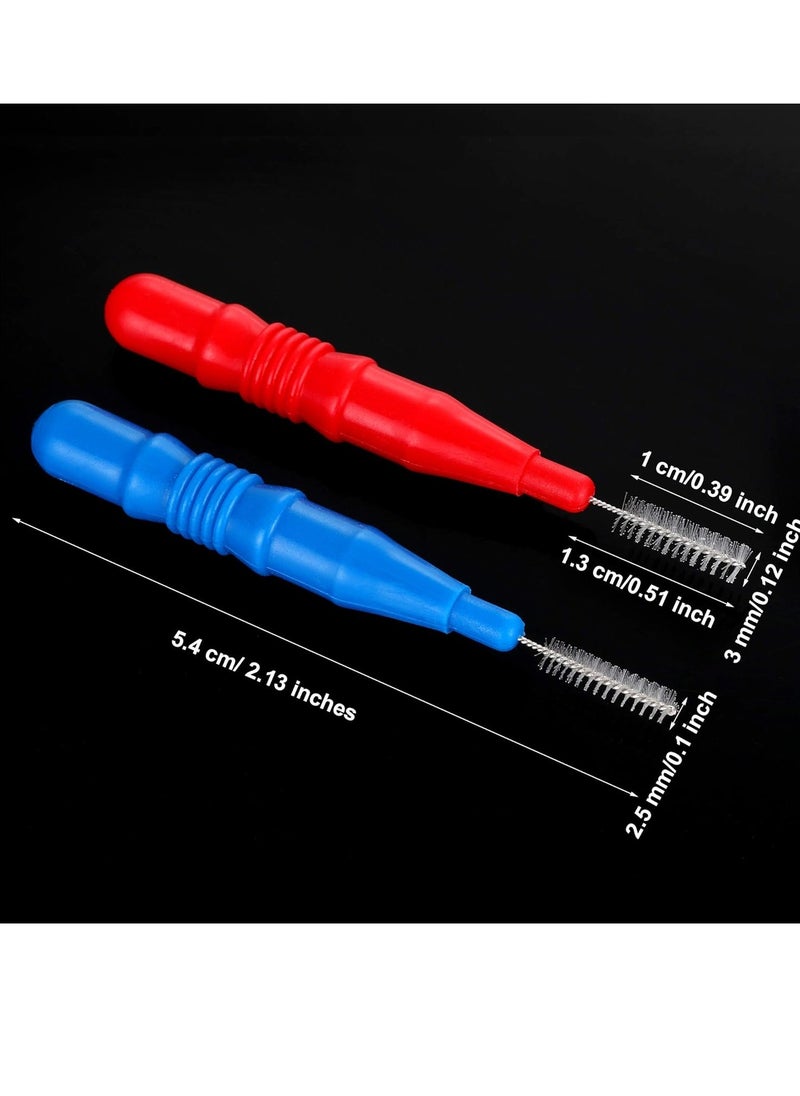 BBTO 100 Pcs Braces Dental Brush Flosser for Cleaner Interdental Brush Toothpick Dental Tooth Flossing Head Oral Dental Toothpick Cleaners Cleaning Tool (Red and Blue)