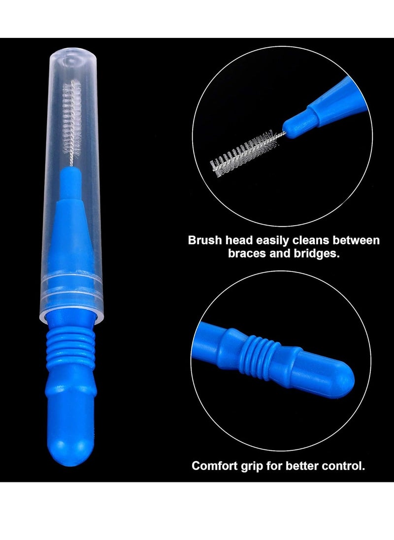 BBTO 100 Pcs Braces Dental Brush Flosser for Cleaner Interdental Brush Toothpick Dental Tooth Flossing Head Oral Dental Toothpick Cleaners Cleaning Tool (Red and Blue)
