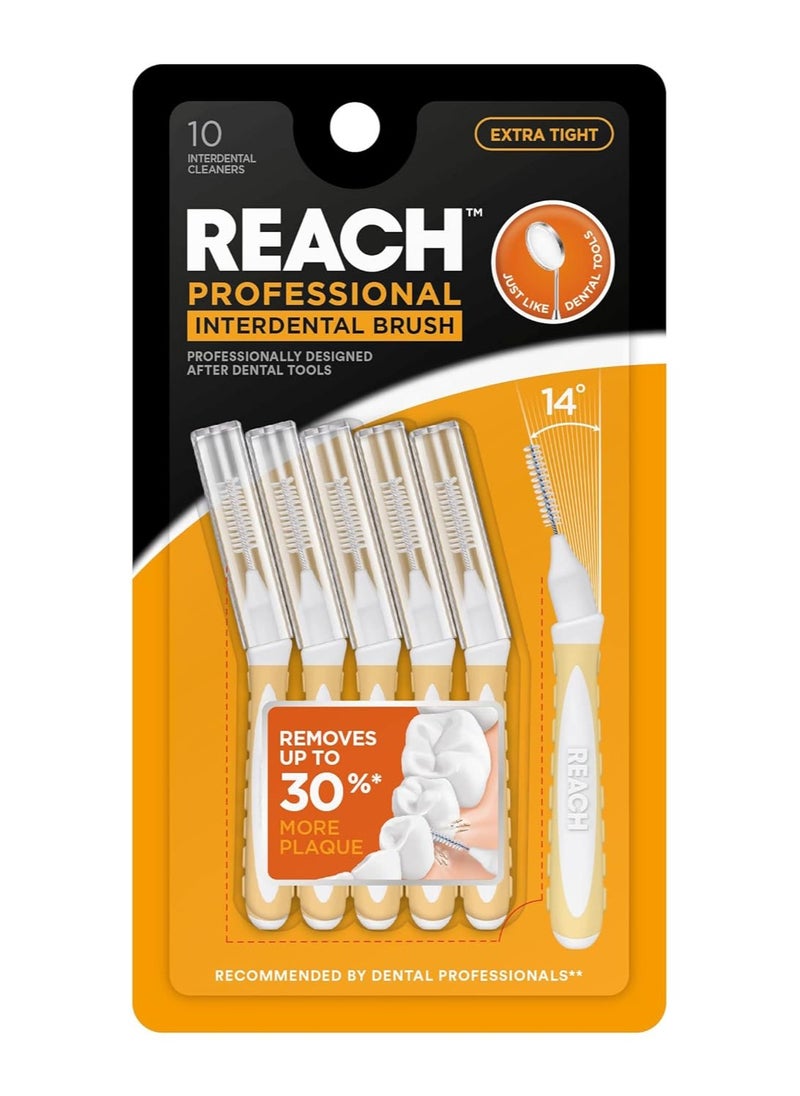 Reach Interdental Brush Cleaners, 0.7mm, Extra Tight, Sensitive Gum Protection, Plaque Remover for Teeth, Braces Flossers, Braces Brush, Dental Toothbrushes, Oral Care, 1 Pack, 10 Count