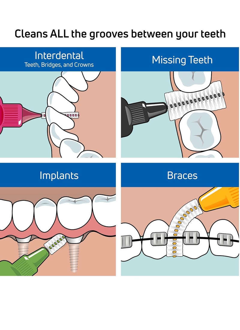 TEPE Interdental Brush Original, Soft Dental Brush for Teeth Cleaning, Pack of 25, 0.7 mm, Medium Gaps, Yellow, Size 4