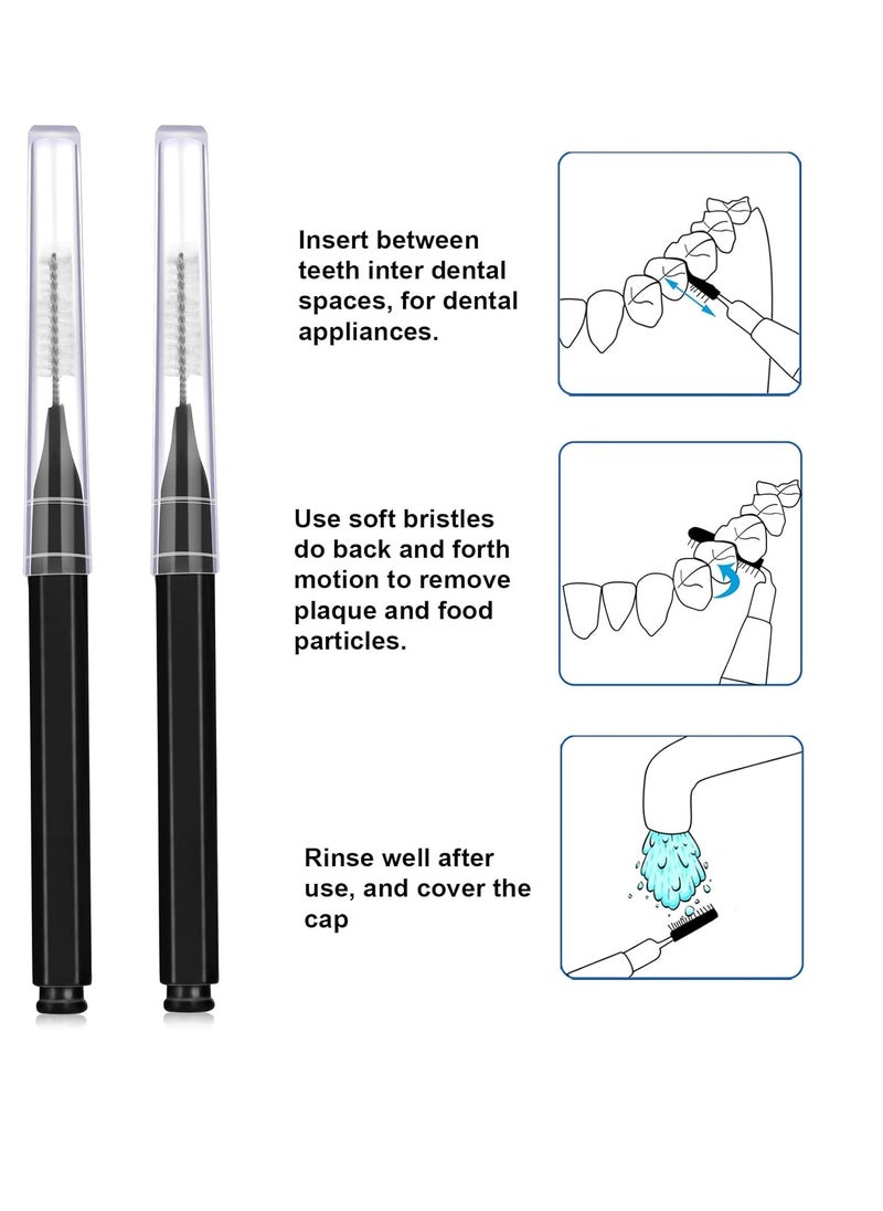 Patelai 100 Pieces Braces Brush for Cleaner Interdental Brush Toothpick Dental Tooth Flossing Head Oral Dental Hygiene Flosser Toothpick Cleaners Tooth Cleaning Tool (Black)