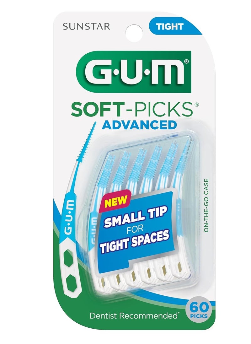 GUM Soft-Picks Advanced- Tight, Easy to Use Dental Picks for Teeth Cleaning and Gum Health, Disposable Interdental Brushes with Convenient Carry Case, Dentist Recommended Dental Picks, 60ct(3pk)