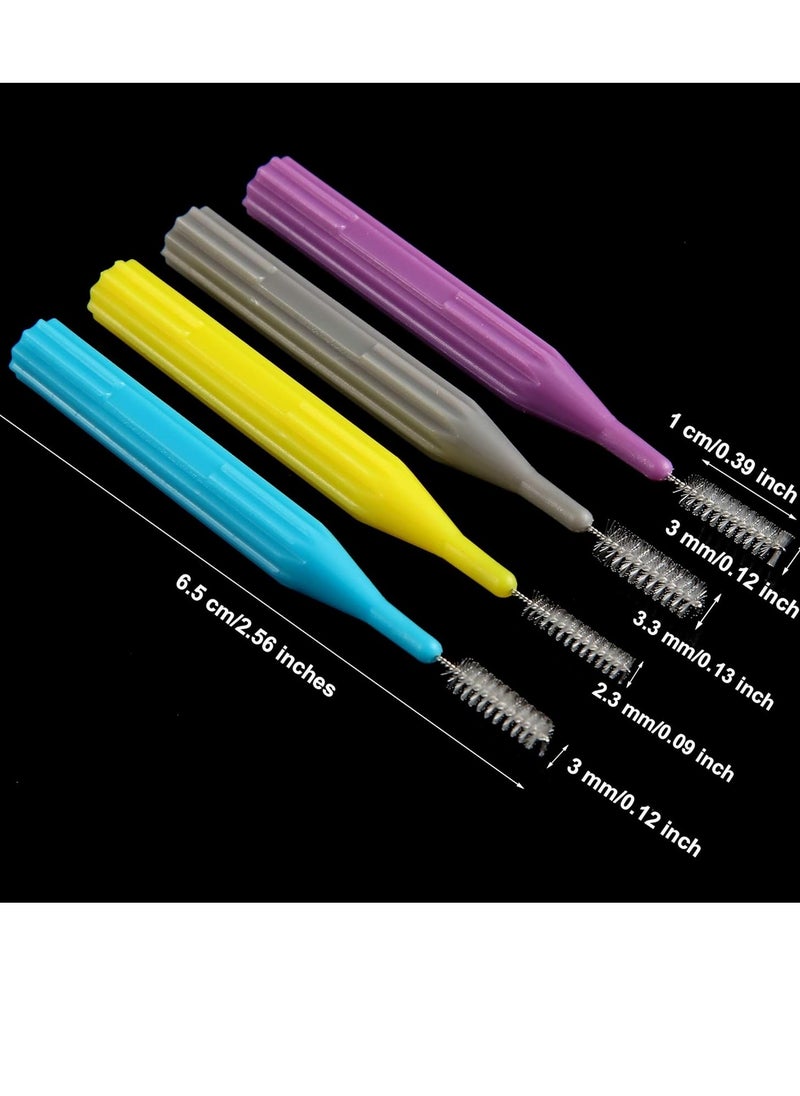 100 Pieces Braces Brush for Cleaner Interdental Brush Toothpick Dental Flossing Head Oral Hygiene Flosser Tooth Cleaning Tool (Light Blue, Yellow, Gray, Purple)
