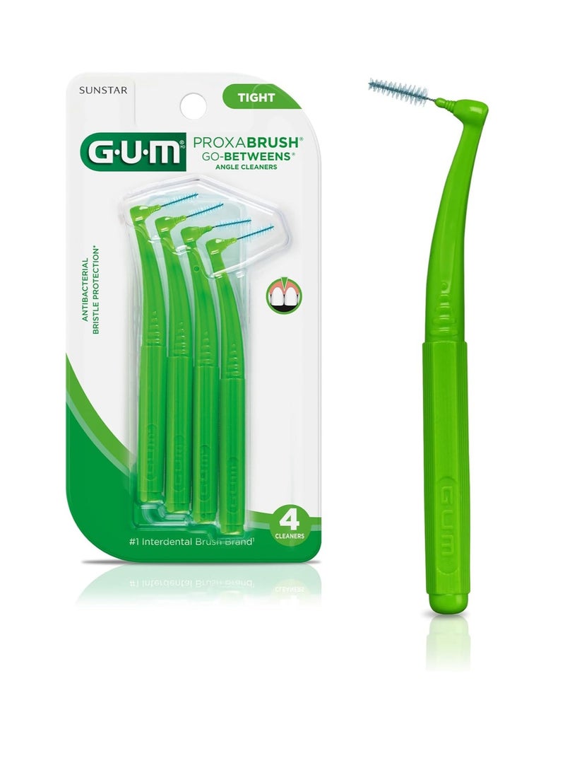 GUM Proxabrush Go-Betweens - Angled- Interdental Brushes - Soft Bristled Dental Picks for Plaque Removal Health - Safe for Braces & Dental Devices, 4ct