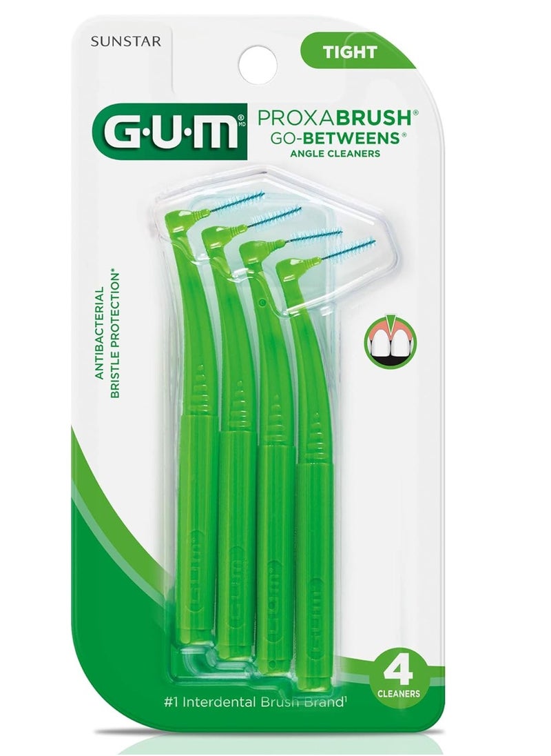 GUM Proxabrush Go-Betweens - Angled- Interdental Brushes - Soft Bristled Dental Picks for Plaque Removal Health - Safe for Braces & Dental Devices, 4ct