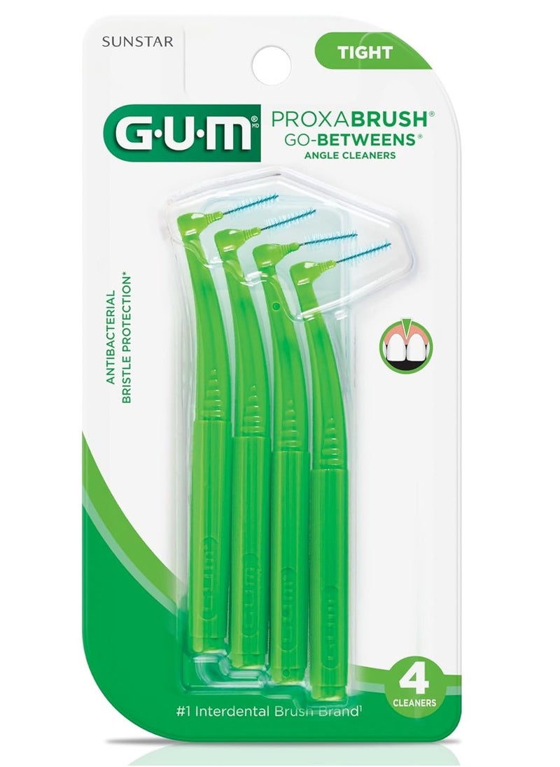 GUM Proxabrush Go-Betweens - Angled- Interdental Brushes - Soft Bristled Dental Picks for Plaque Removal Health - Safe for Braces & Dental Devices, 4ct