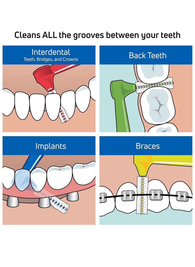 TEPE Interdental Brush Angle, Angled Dental Brush for Teeth Cleaning, Pack of 6, 0.45 mm, Extra-Small/Small Gaps, Orange, Size 1