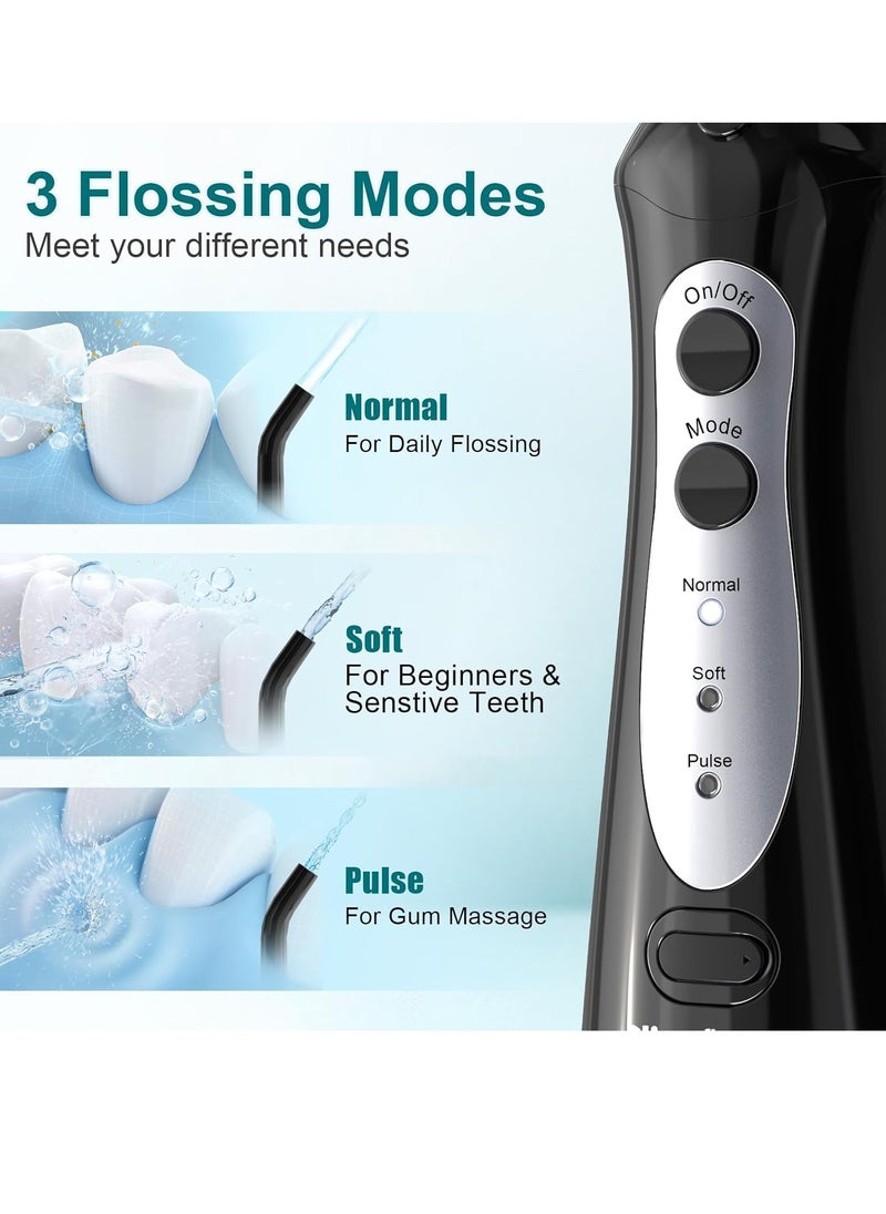 Nicefeel Water Dental Flosser Teeth Pick - Fast Charge Cordless Teeth Cleaner, 3 Modes Portable Oral Irrigator, IPX7 Waterproof Electric Water Dental Flosser for Tonsil Stone, 300ML Tank, Home Travel