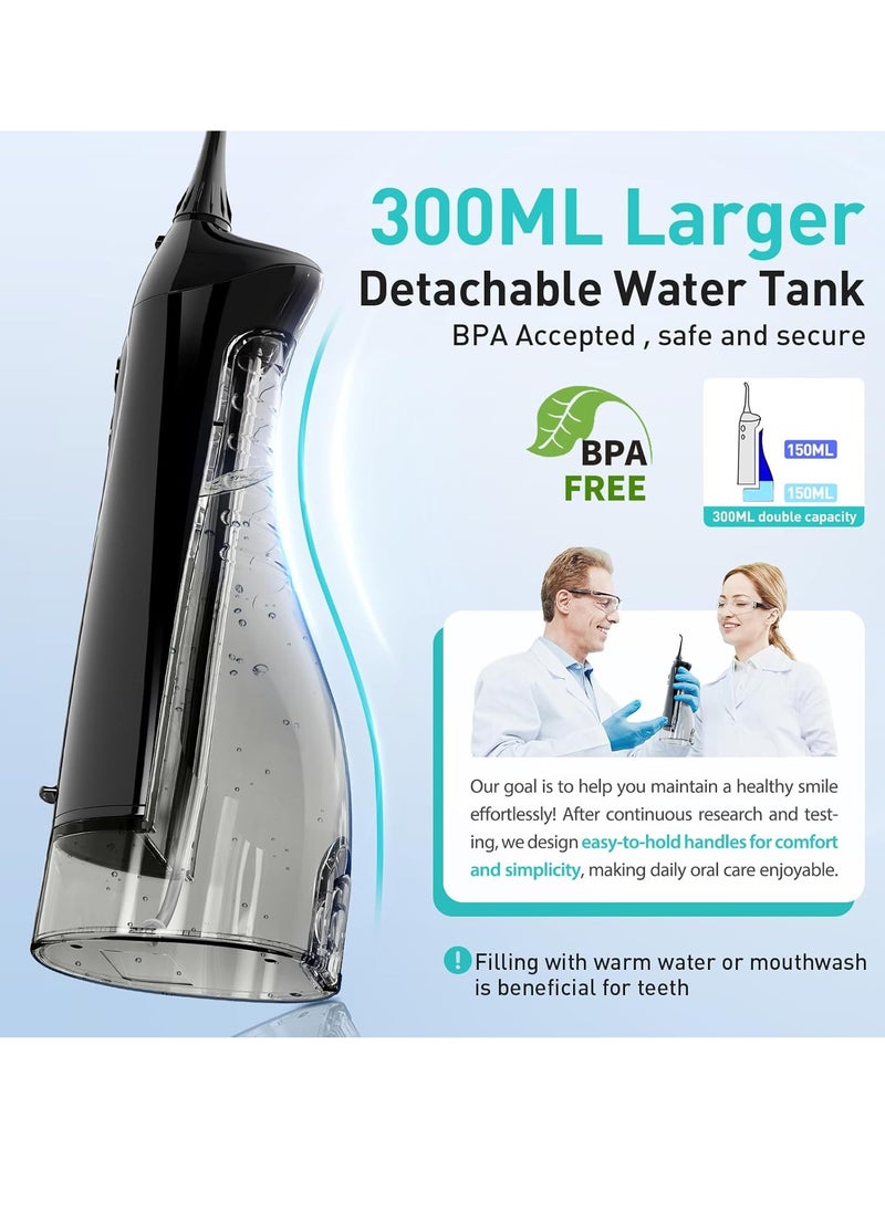 COSLUS Water Dental Flosser Teeth Pick: Portable Cordless Oral Irrigator 300ML Rechargeable Travel Irrigation Cleaner IPX7 Waterproof Electric Flossing Machine for Teeth Cleaning C20(F5020E)