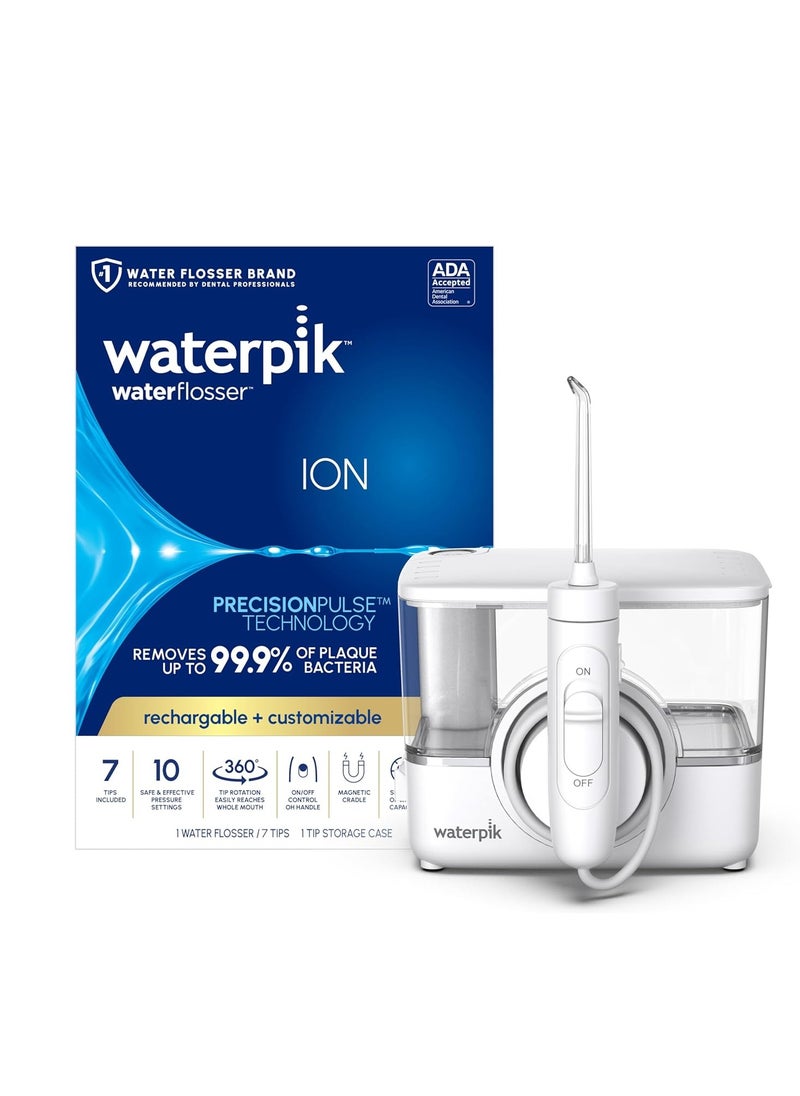 Waterpik ION Professional Water Flosser, Rechargeable and Portable for Teeth, Gums, Braces, 10 Settings, 7 Flossing Tips For Multiple Users And Needs, ADA Accepted, WF-12 White, Packaging May Vary