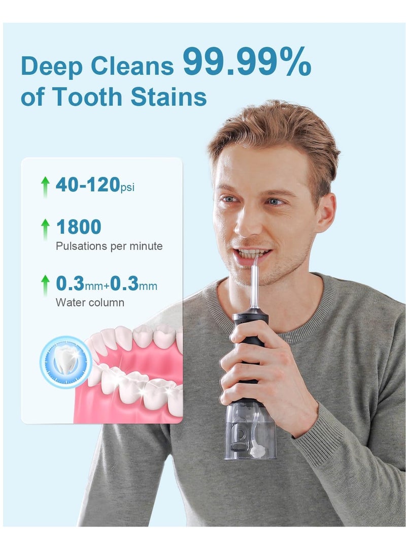 Operan Water Flossers for Teeth Cleaning Upgraded 300ml Cordless Water Dental Flossers Portable Rechargeable Oral Irrigator with 4 Modes 4 Jet Tips IPX7 Waterproof Water Floss for Home Travel (Black)