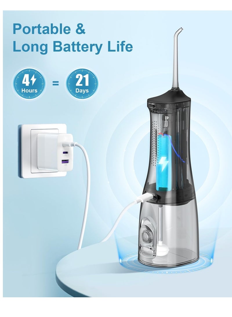 Operan Water Flossers for Teeth Cleaning Upgraded 300ml Cordless Water Dental Flossers Portable Rechargeable Oral Irrigator with 4 Modes 4 Jet Tips IPX7 Waterproof Water Floss for Home Travel (Black)