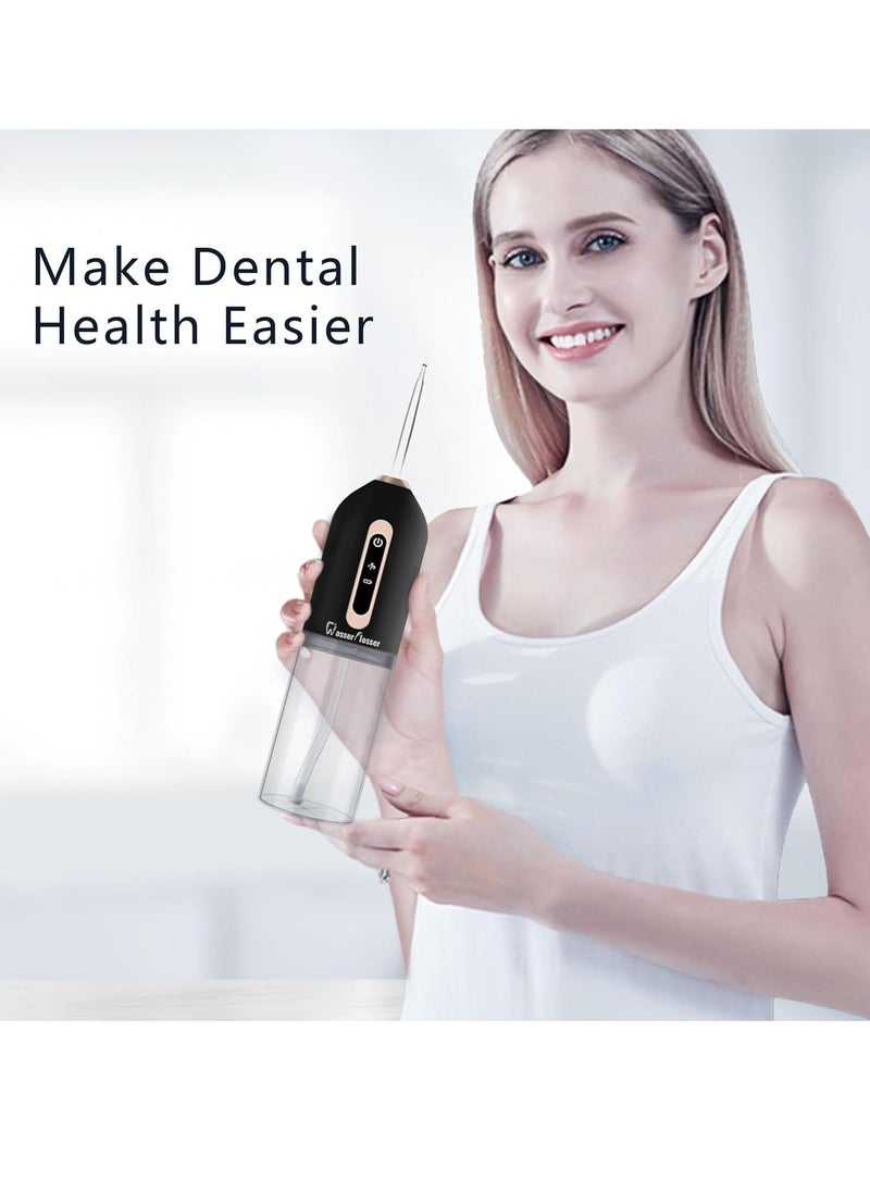 Wasserflosser-Teeth-Oral-Irrigator,Rechargeable-Waterproof,Portable Cordless,Water flossers, 3 Modes 4 Nozzles, for Home&Travel(Matte Black)