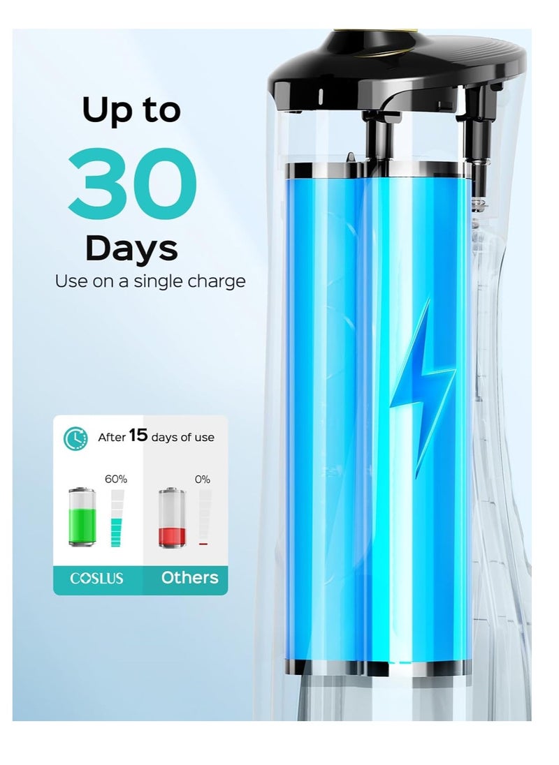 Water Dental Flosser Tooth Pick: COSLUS 10 Levels Smooth Control Portable Rechargeable Oral Irrigator Cordless Waterproof, 300ML Electric Flossing Cleaner Deep Cleaning 2025 Upgrded Travel Home WFP14