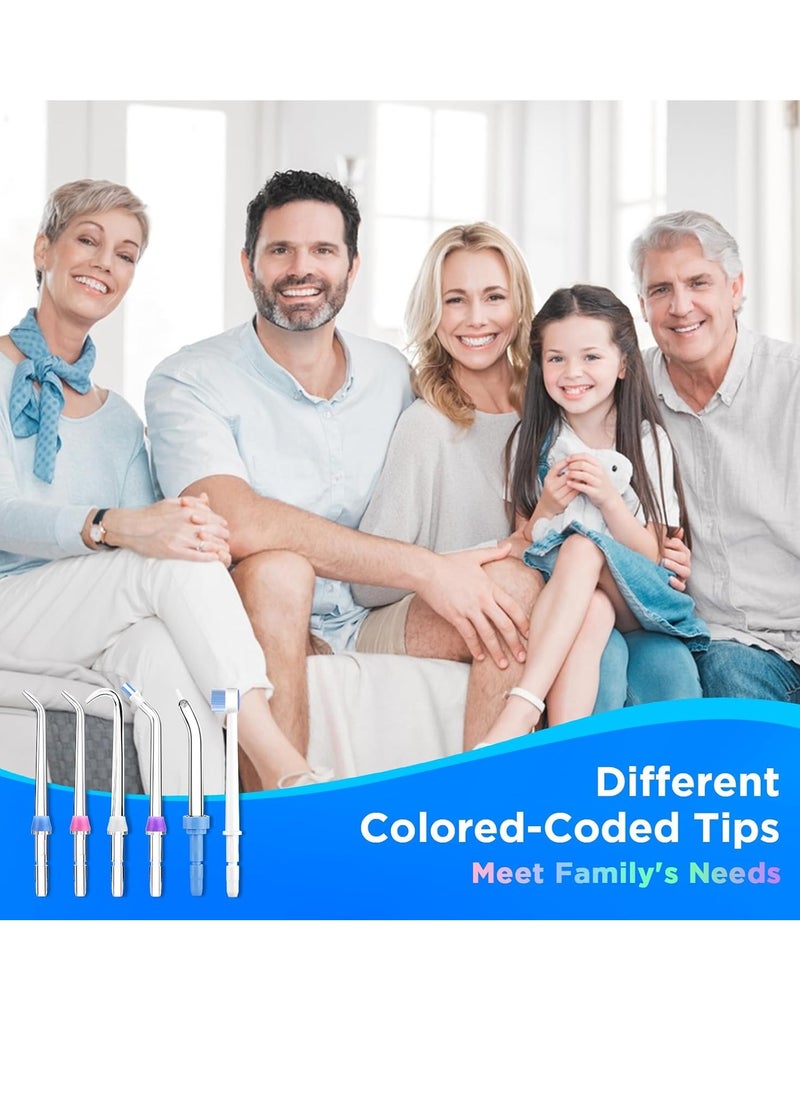 Replacement Tips for Waterpik, Water Flosser Replacement Heads Parts for Waterpik Oral Irrigator (6 Tips Different & Storage Case Bundle)