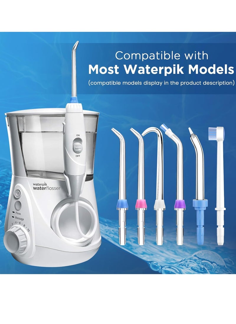 Replacement Tips for Waterpik, Water Flosser Replacement Heads Parts for Waterpik Oral Irrigator (6 Tips Different & Storage Case Bundle)