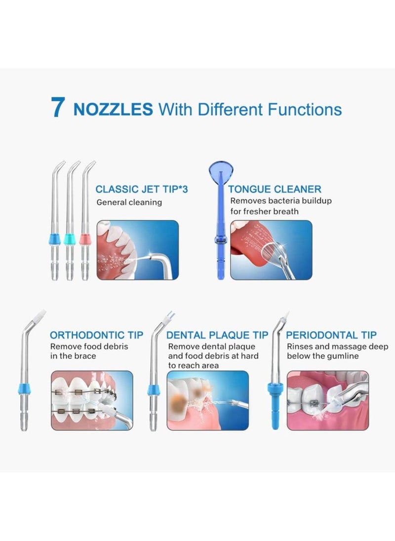 Dental Water Flosser nozzles, TUREWELL 7PCS Replacement Standard and Functional Jet Tips for Family Oral Irrigator FC165, FC168, FC169, FC166, FC163, FC162, FC188, FC288