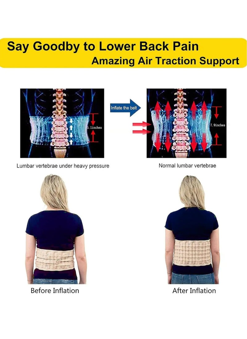 Back Decompression Belt Back Support Belt Lumbar Support Massage Air Traction Belt With Extended Pad, Fits 26-43 Inches Waist