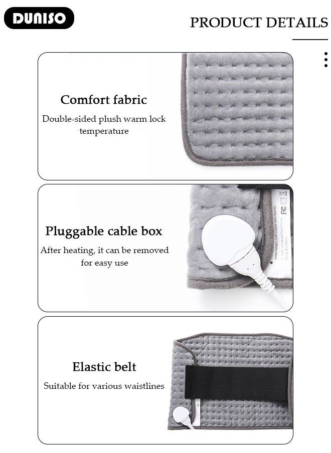 Heating Pad, Electric Fast Heat Pad for Back Pain and Cramps Relief, 10 Different Heat Settings 3 Timer Options with Auto Off Function,Dry Heat Therapy, Machine Washable