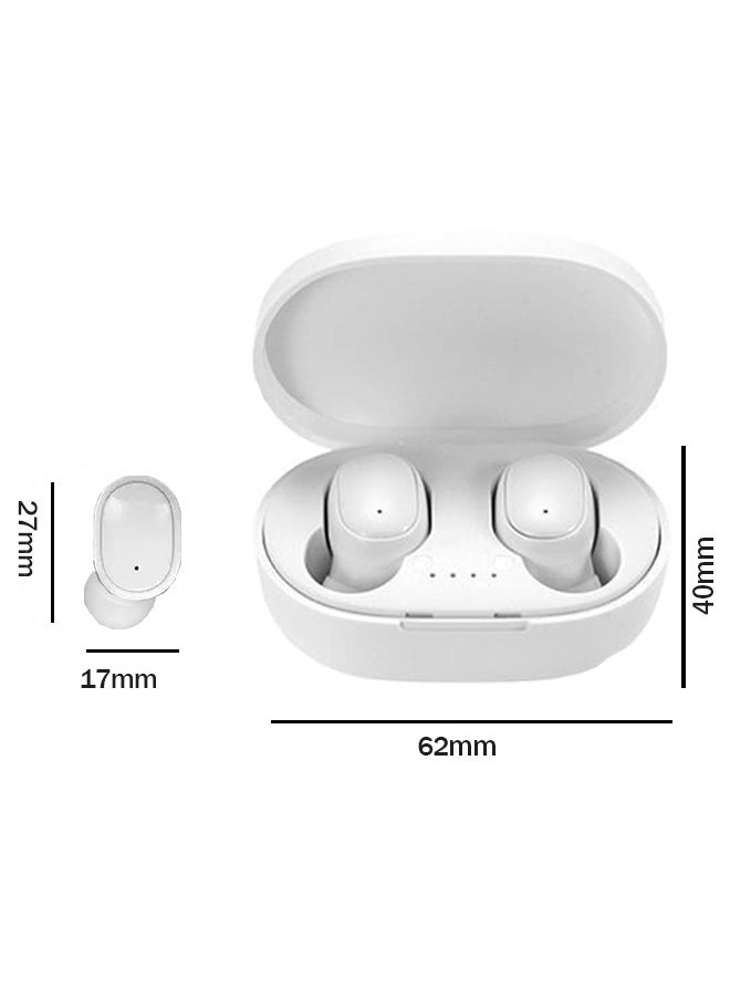 A6S TWS In-Ear Stereo Earbuds Headset With Mic And Auto Charging Box White