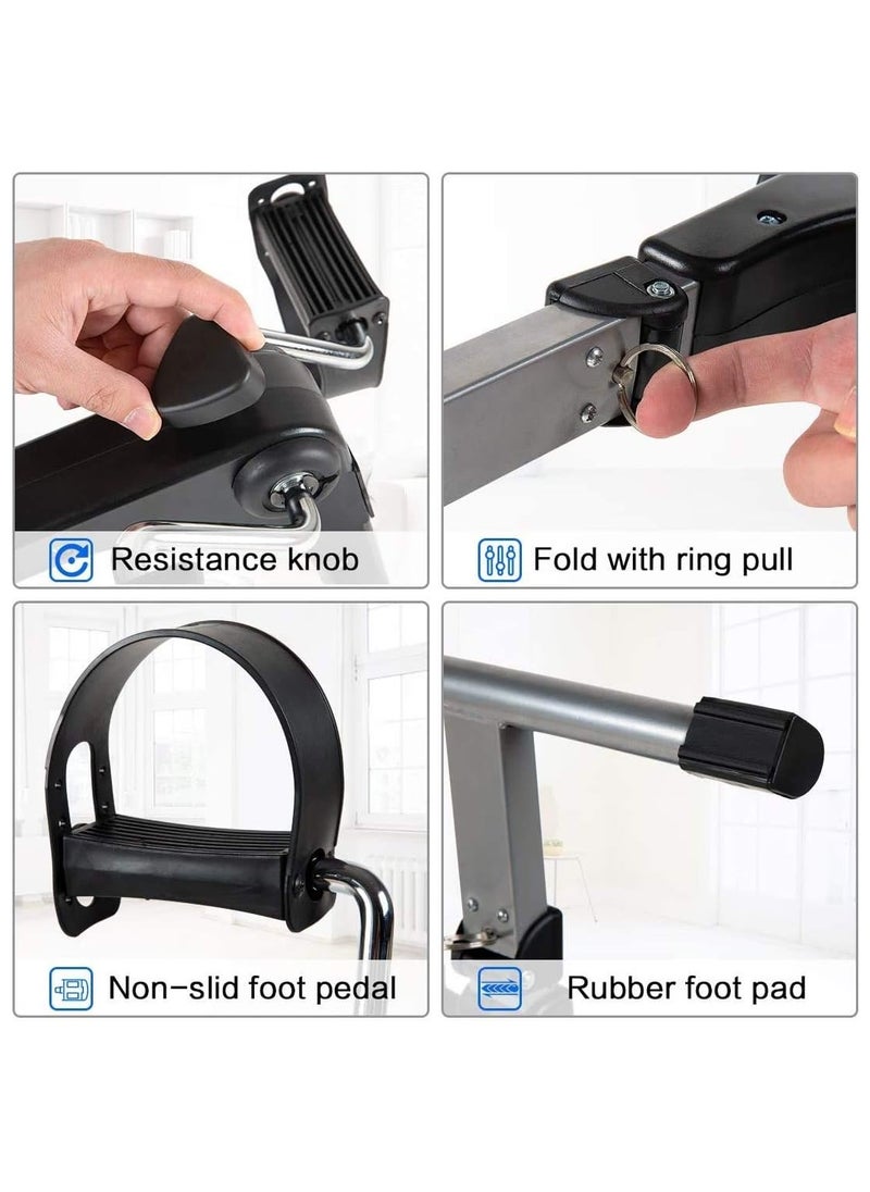 Pedal Exerciser Digital Foldable Mini Foot Leg Fitness Pedal Exerciser Arm and Leg Pedal Exerciser Variable Resistance