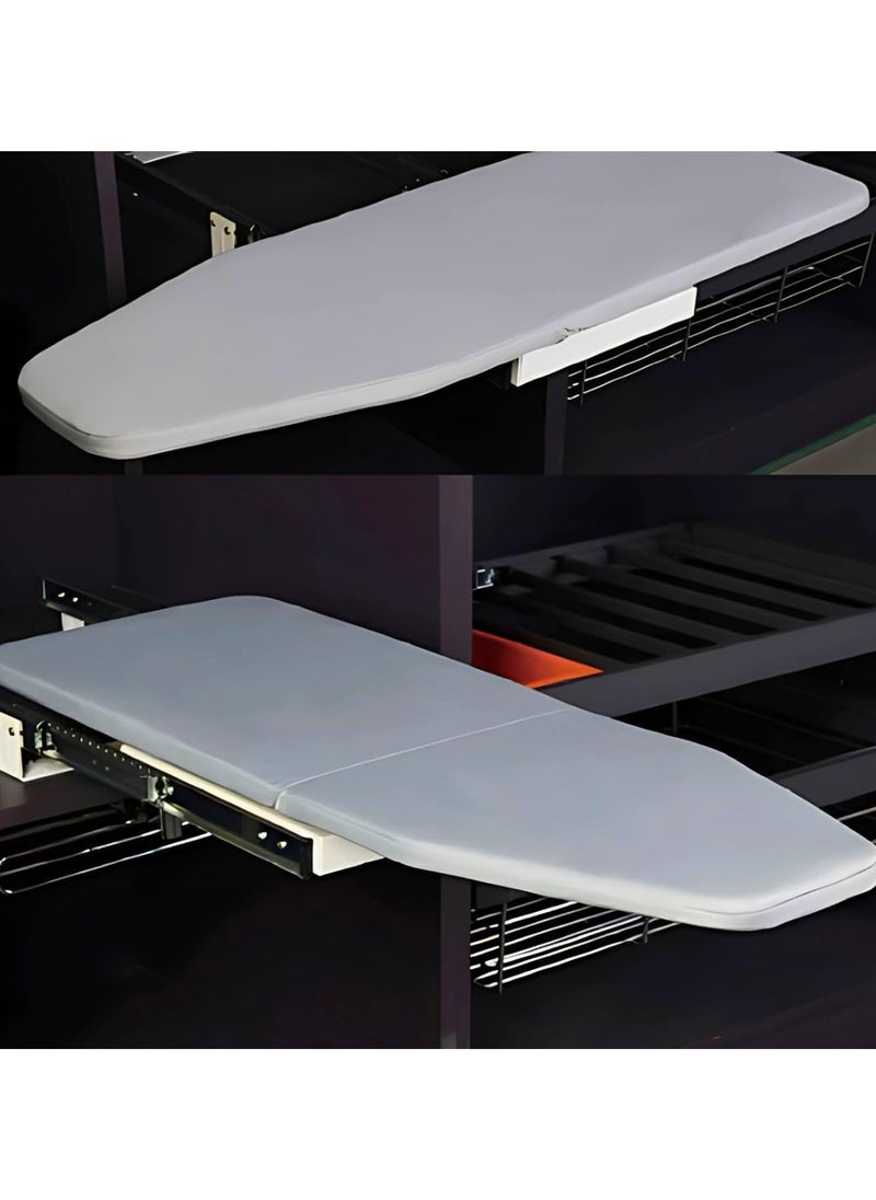 Pull Out Ironing Board Wall-Mounted 180° Rotatable Foldable Ironing Station with Heat-Resistant Cover Compact Retractable Space-Saving Design for Apartments