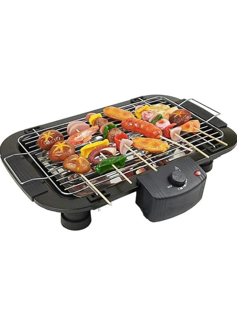 Smokeless Indoor/Outdoor Electric Grill, Portable Tabletop BBQ Grill with Adjustable Temperature Control, Removable Water-Filled Drip Tray, 2000W Kitchen BBQ Grills (EU Plug, Black)