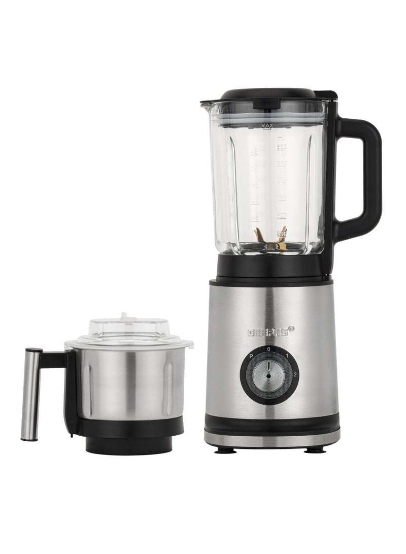 2-in-1 Professional Blender 1200W | Powerful Motor and Sharp Titanium Blades| 2.2 Liter Transparent Jar and Stainless Steel Grinder Attachment | 2 Speed Settings with LED Light Indicator| 2 Years Warranty 2.2 L 1200 W GSB44050 Silver/ Black