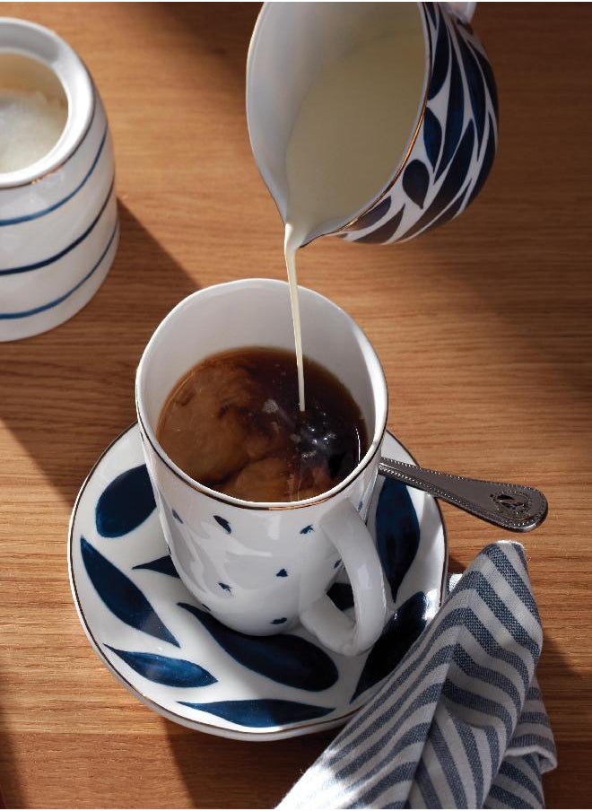 Lenox Blue Bay 4-Piece Teacup & Saucer Set, 2.09, White