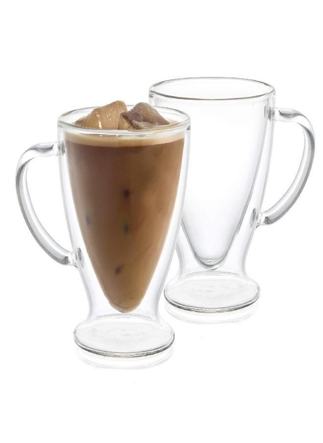 JoyJolt Declan Irish Double Wall Insulated Glass Coffee Cups (Set of 2) -10-Ounces