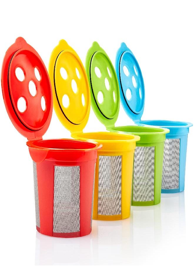 4 Reusable K Cups for Keurig K Supreme, K Supreme Plus and K Slim with Multistream Technology - 4 Colors Refillable Kcups Coffee Filters for Keurig Coffee Makers
