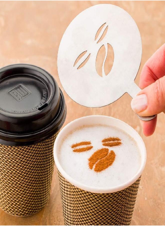 Restaurantware Restpresso 4.75 Inch Latte Stencil, 1 Coffee Bean Coffee Stencil - Coffee Art Template, Decorate Cupcakes, Cakes, or Cookies, Stainless Steel Cappuccino Stencil, Heat-Resistant