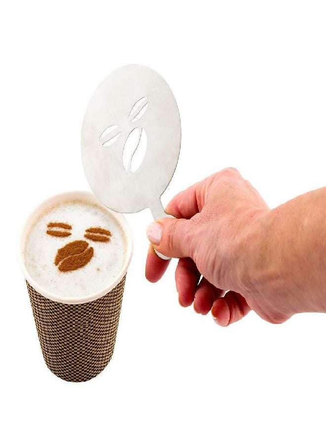 Restaurantware Restpresso 4.75 Inch Latte Stencil, 1 Coffee Bean Coffee Stencil - Coffee Art Template, Decorate Cupcakes, Cakes, or Cookies, Stainless Steel Cappuccino Stencil, Heat-Resistant