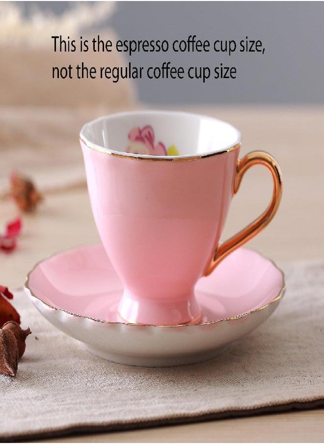 Jusalpha® Fine China Coffee Bar Espresso Cups and Saucers Set, 3-Ounce FD-TCS02-4COLOR