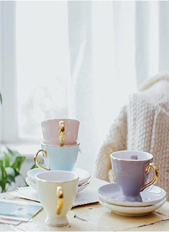 Jusalpha® Fine China Coffee Bar Espresso Cups and Saucers Set, 3-Ounce FD-TCS02-4COLOR