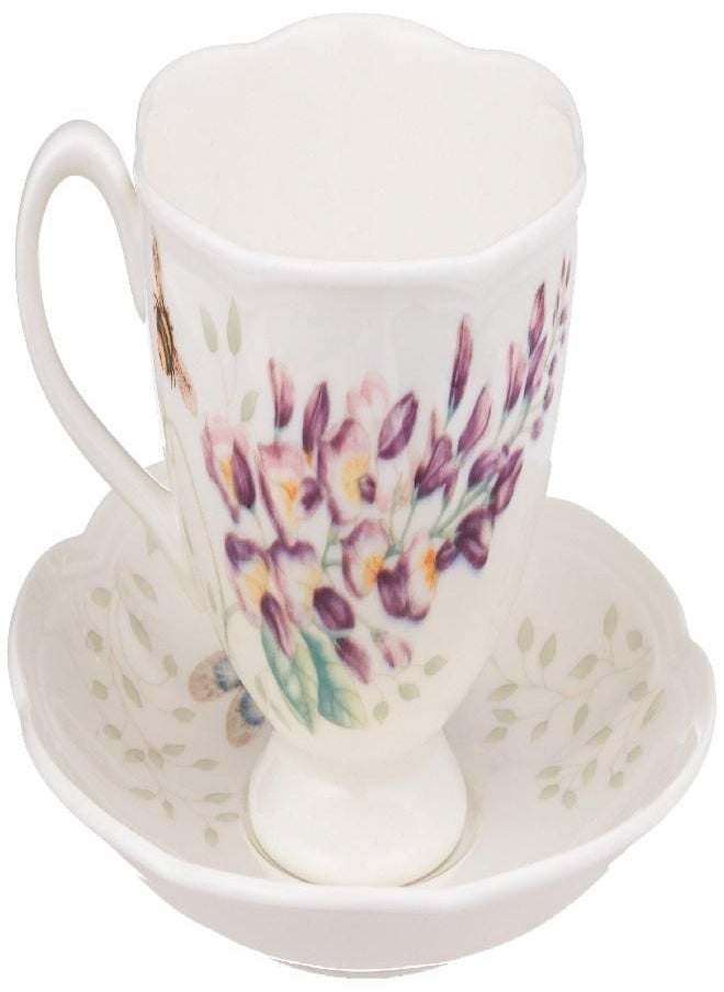 Lenox Porcelain Meadow Cup and Saucer, 1.3 LB, Blue Butterfly