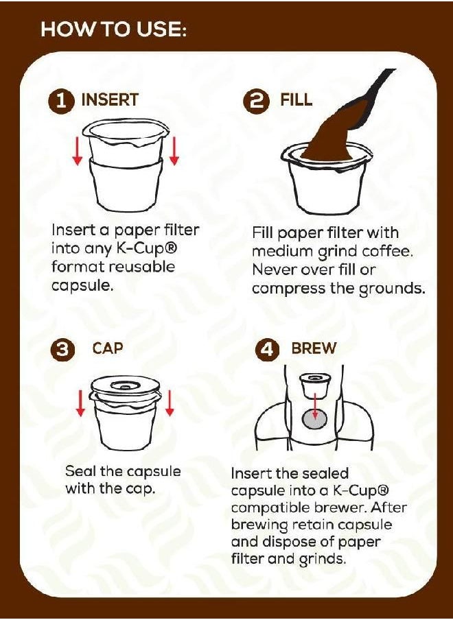 Cafe Filters Paper Liners for Reusable K Cup Coffee Pods by Perfect Pod - Fits All Brands, Compatible With All Refillable Capsules - Disposable Paper Filters (100-Ct)