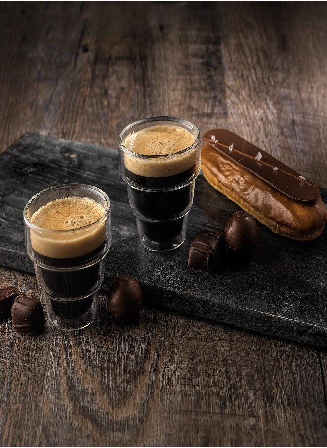 JoyJolt Pila Double Walled Espresso Glasses, Set of 2 Espresso Cups 3 Ounce Capacity. Stackable Thermal Clear Glass Cups, Ideal Fit for Espresso Machine and Coffee Maker