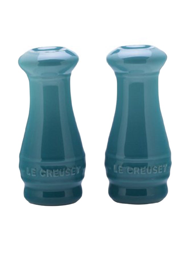 2-Piece Stoneware Salt and Pepper Shaker Set Blue 5.5 x 5.3 x 3.3inch
