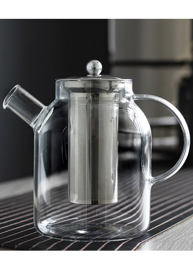 Borosilicate Glass Teapot with Stainless Steel Infuser & Removable Lid | 1600ml Large Capacity Loose Leaf Tea Strainer with Heat-Resistant Tea Pot Filter for Kitchen
